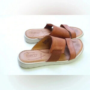 Born Tan Leather Sandals-Womens 8